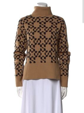 Simkhai Wool and Cashmere Turtleneck Sweater in Camel & Black